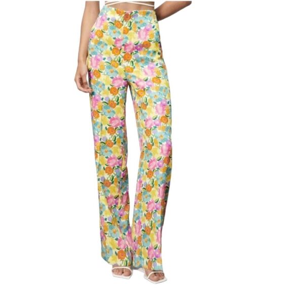 Zara Floral High Waisted Trousers Size XS - Picture 1 of 10